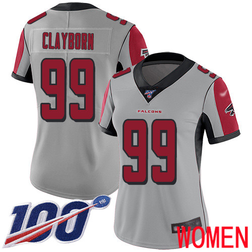 Atlanta Falcons Limited Silver Women Adrian Clayborn Jersey NFL Football 99 100th Season Inverted Legend
